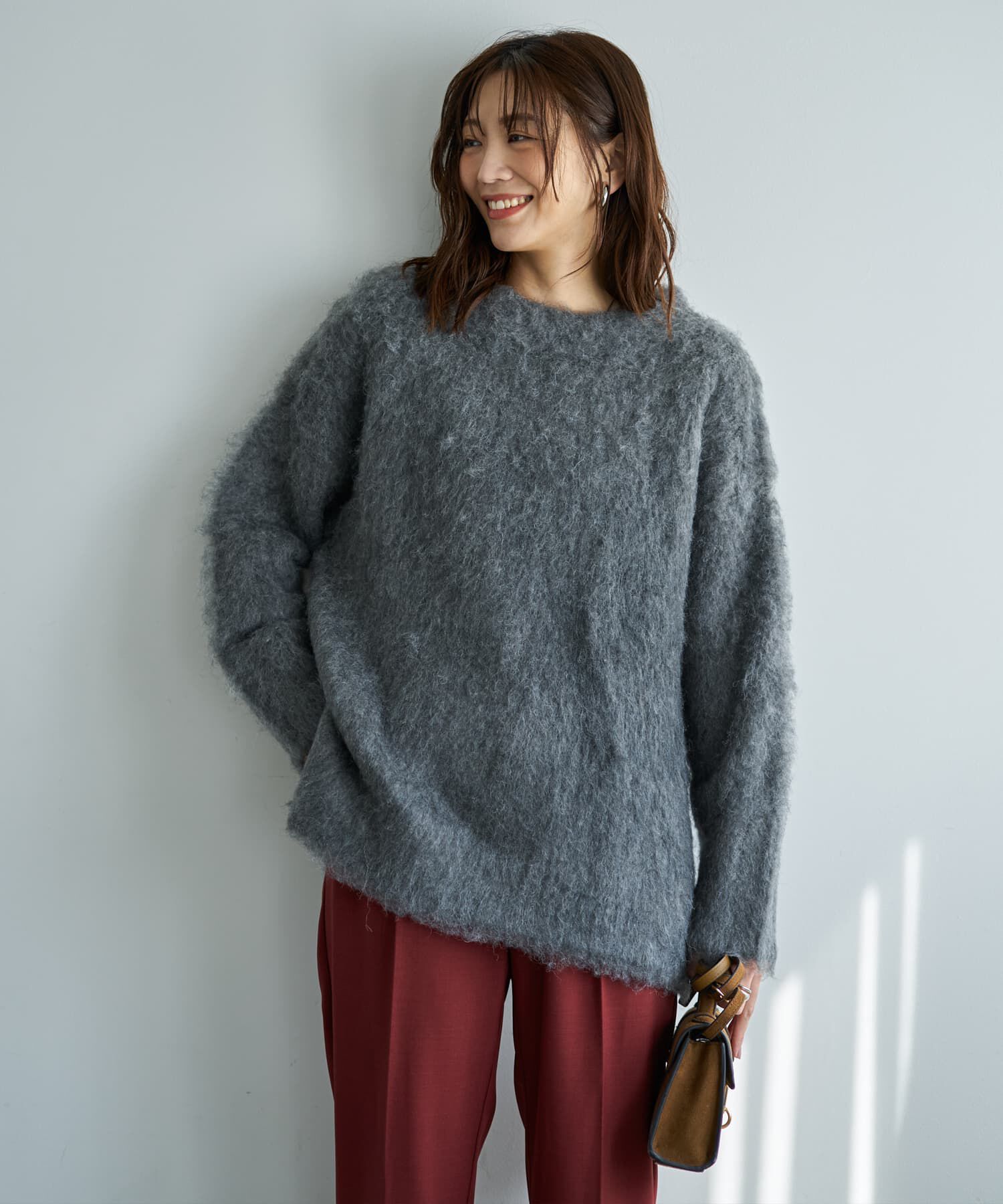 STYLE DELI「【LUXE】ふわふわ毛起こしブークレプルオーバー」|ニット・セーター|ダークグレー