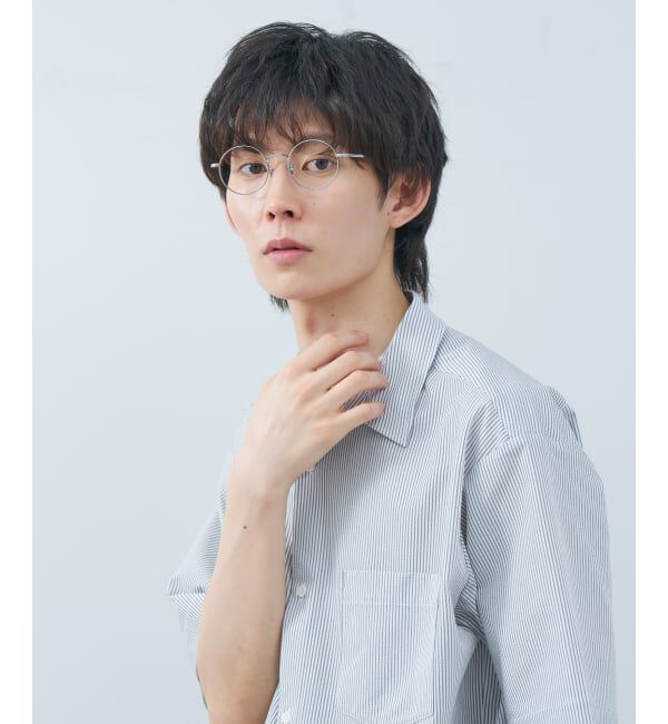  「ラウンド型 メガネ | 中顔面短縮みえメガネ 丸型 チタン 軽量 メタル 伊達 Zoff レンズ交換券付」|メガネ|