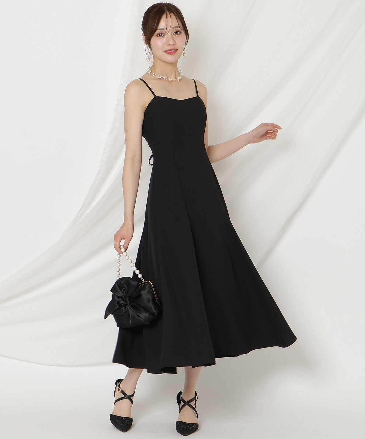 WILLSELECTION「バックリボンシフォンレースブラウス&times;フレアロングキャミワンピース」|ドレス|