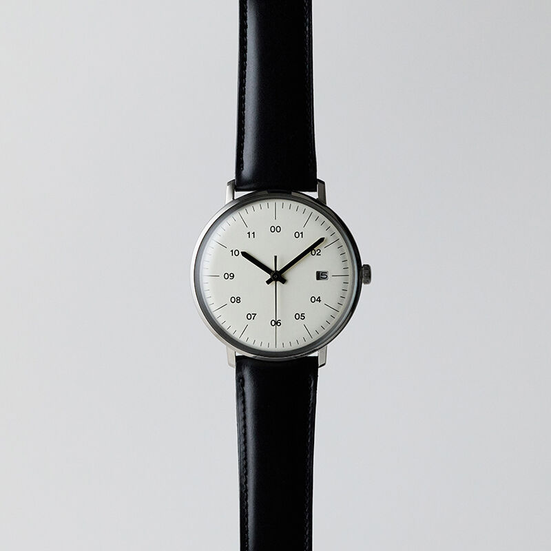sazare「<sazare (ｻｻﾞﾚ) >SK02 38mm ｼﾙﾊﾞｰ ﾐﾗｰ ﾌｨﾆｯｼｭ ﾎﾜｲﾄ ﾀﾞｲﾔﾙ ﾌﾞﾗｯｸｺｰﾄﾞﾊﾞﾝﾚｻﾞｰ」|腕時計|SILVER