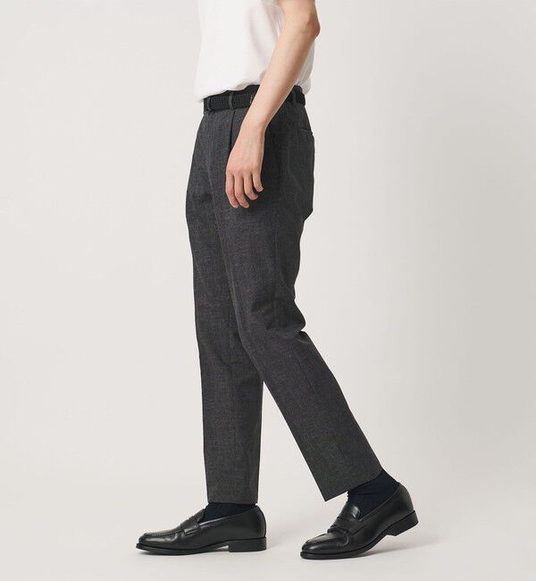 UNITED ARROWS「COOL DOTS プリント サイドシャーリング 1プリーツ パンツ ウォッシャブル ストレッチ」|スラックス|