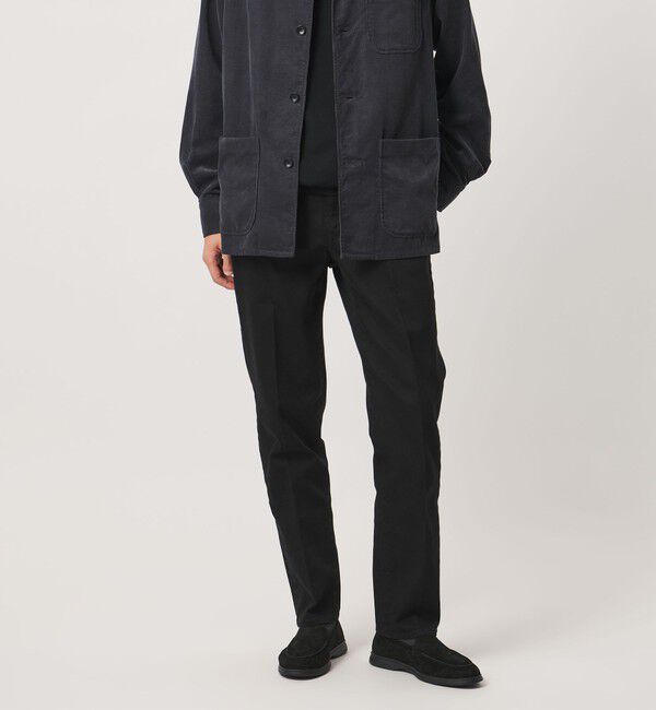UNITED ARROWS「ドリル 5ポケット ベーシック ノープリーツ パンツ」|チノ|BLACK