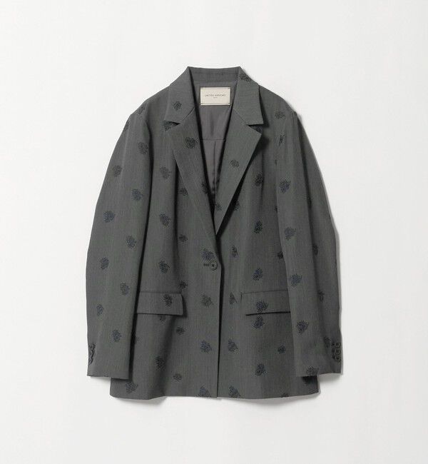 UNITED ARROWS「フラワー ジャガード バックフレア ジャケット」|テーラードジャケット|MD.GRAY