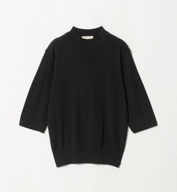 UNITED ARROWS「５分袖 ミニ ハイネック ニット ‐ウォッシャブル‐」|ニット・セーター|BLACK