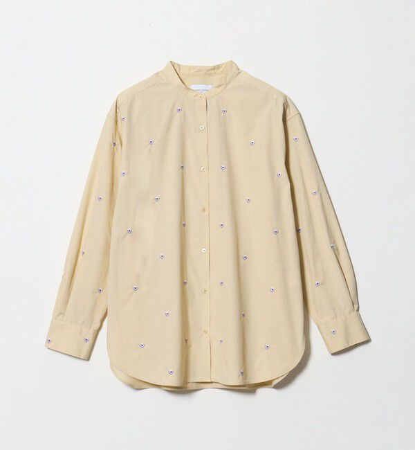 UNITED ARROWS「エンブロイダリーフラワー バンドカラー シャツ 26FW」|シャツ・ブラウス|BEIGE