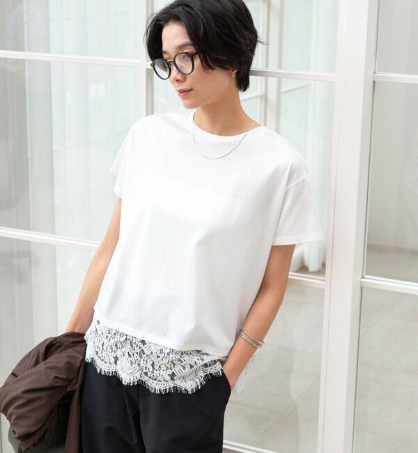 UNITED ARROWS green label relaxing「スソ レース ショートスリーブ カットソー」|Tシャツ・カットソー|
