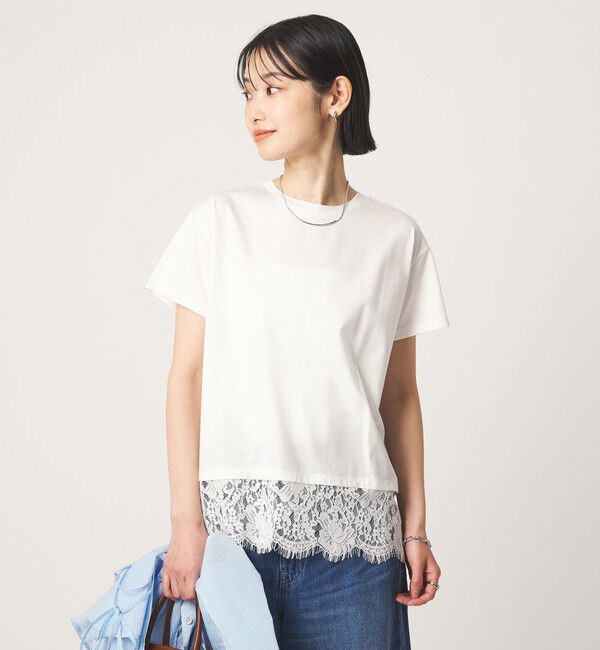 UNITED ARROWS green label relaxing「スソ レース ショートスリーブ カットソー」|Tシャツ・カットソー|