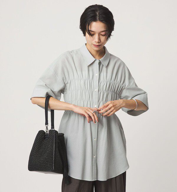 UNITED ARROWS green label relaxing「シャーリング ブラウス」|シャツ・ブラウス|LT.BLUE