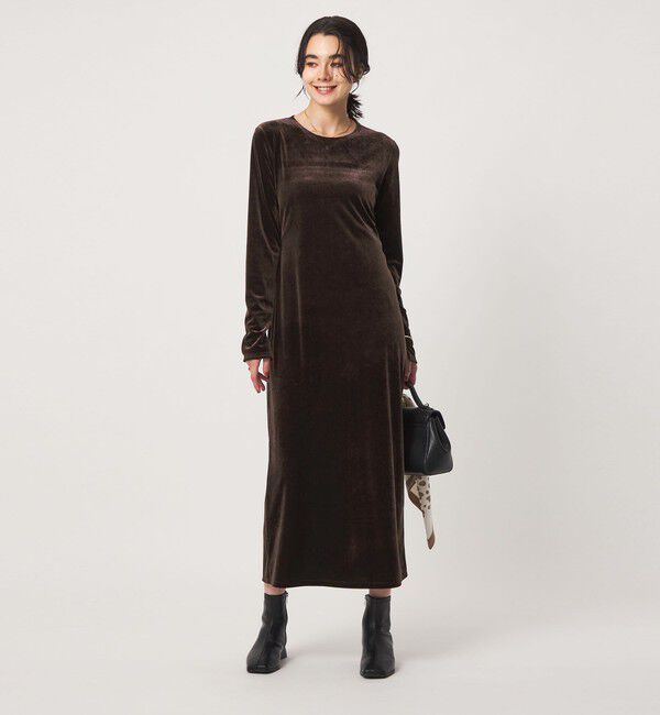 UNITED ARROWS green label relaxing「［size SHORTあり］ベロア ロングスリーブ ワンピース」|ワンピース|