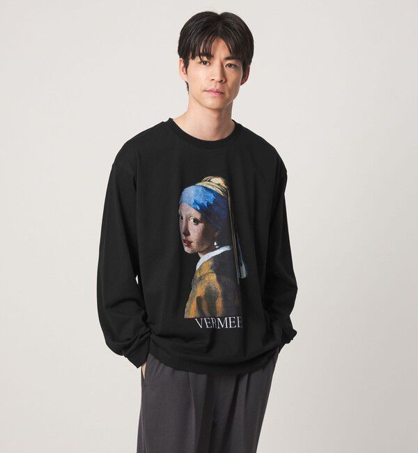 UNITED ARROWS green label relaxing「フェルメール クルーネック プリント 長袖 Tシャツ」|Tシャツ・カットソー|BLACK