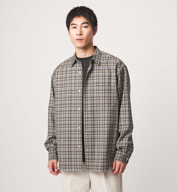 UNITED ARROWS green label relaxing「ウォッシャブル ビエラチェック ジャストルーズ 長袖 シャツ」|シャツ・ブラウス|MD.GRAY