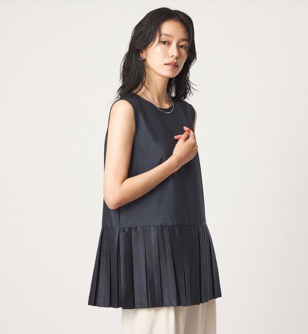 UNITED ARROWS green label relaxing「プリーツ ドッキング ノースリーブ ブラウス」|シャツ・ブラウス|