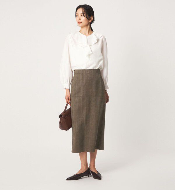 UNITED ARROWS green label relaxing「Daily Chic Iライン スリム スカート ストレッチ」|タイト|