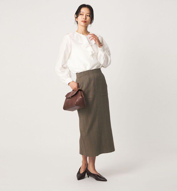 UNITED ARROWS green label relaxing「Daily Chic Iライン スリム スカート ストレッチ」|タイト|