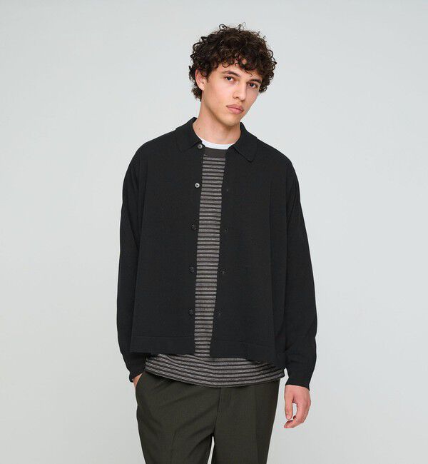 UNITED ARROWS green label relaxing「クレープヤーン 長袖 ニット ポロカーディガン -ハンドウォッシャブル-」|カーディガン|