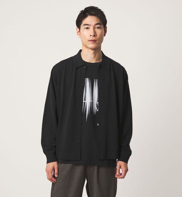 UNITED ARROWS green label relaxing「クレープヤーン 長袖 ニット ポロカーディガン -ハンドウォッシャブル-」|カーディガン|