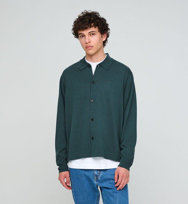 UNITED ARROWS green label relaxing「クレープヤーン 長袖 ニット ポロカーディガン -ハンドウォッシャブル-」|カーディガン|KELLY