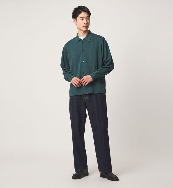 UNITED ARROWS green label relaxing「クレープヤーン 長袖 ニット ポロカーディガン -ハンドウォッシャブル-」|カーディガン|