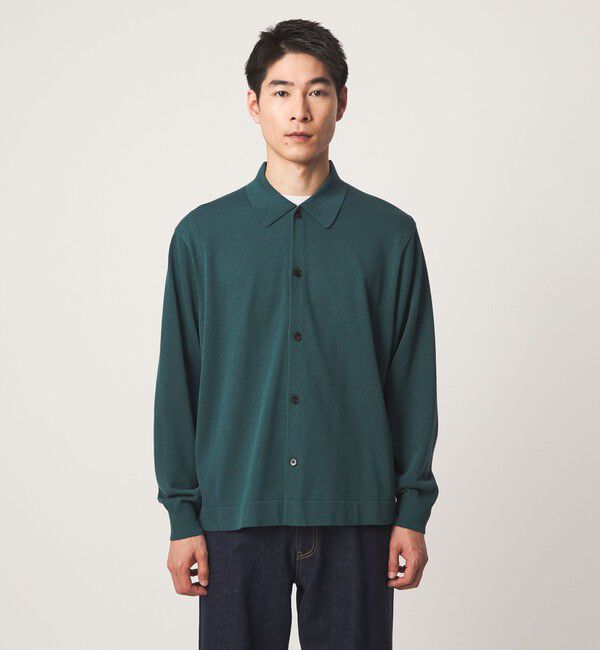 UNITED ARROWS green label relaxing「クレープヤーン 長袖 ニット ポロカーディガン -ハンドウォッシャブル-」|カーディガン|