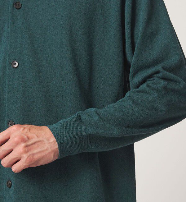 UNITED ARROWS green label relaxing「クレープヤーン 長袖 ニット ポロカーディガン -ハンドウォッシャブル-」|カーディガン|