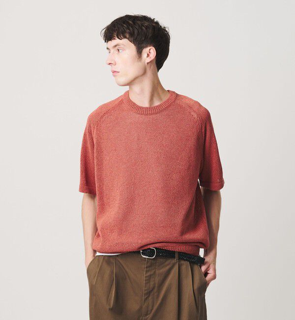 BEAUTY&YOUTH UNITED ARROWS「ペーパーヤーン サドルスリーブ クルーネック ニット ウォッシャブル」|ニット・セーター|ORANGE