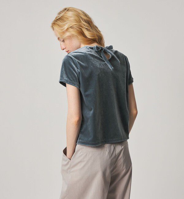 STEVEN ALAN「＜Steven Alan＞バック リボン ベロア Tシャツ」|Tシャツ・カットソー|