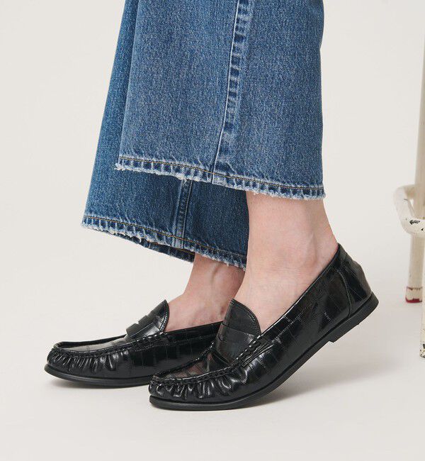 BEAUTY&YOUTH UNITED ARROWS「レザーライク エンボス ギャザー ローファー」|ローファー|