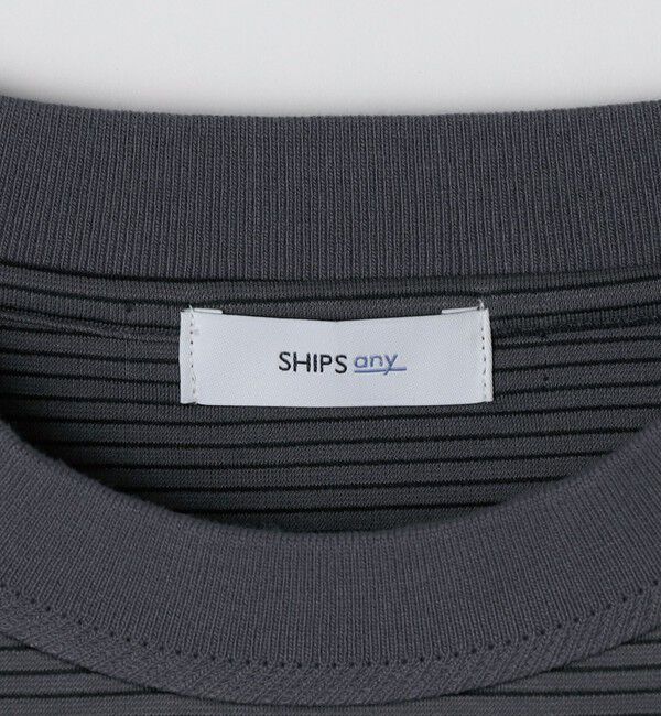 SHIPS any「SHIPS any: デザインリブ ハイゲージ ポンチ マイクロ ボーダー Tシャツ (ロンT)◇」|Tシャツ・カットソー|
