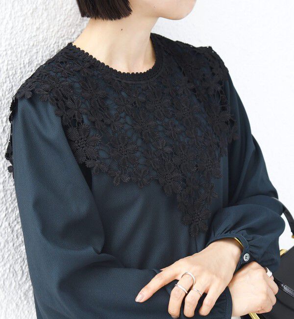 SHIPS for women「《予約》【WEB限定】〈手洗い可能〉フラワー ヨーク レース ロング スリーブ ブラウス」|シャツ・ブラウス|