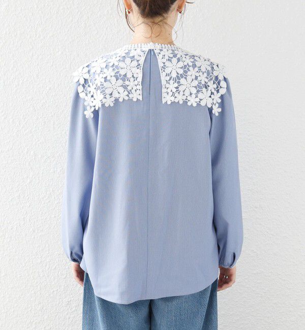 SHIPS for women「《予約》【WEB限定】〈手洗い可能〉フラワー ヨーク レース ロング スリーブ ブラウス」|シャツ・ブラウス|