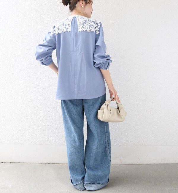 SHIPS for women「《予約》【WEB限定】〈手洗い可能〉フラワー ヨーク レース ロング スリーブ ブラウス」|シャツ・ブラウス|