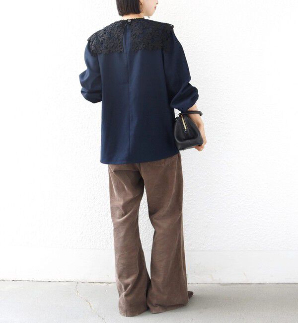 SHIPS for women「《予約》【WEB限定】〈手洗い可能〉フラワー ヨーク レース ロング スリーブ ブラウス」|シャツ・ブラウス|