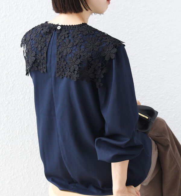 SHIPS for women「《予約》【WEB限定】〈手洗い可能〉フラワー ヨーク レース ロング スリーブ ブラウス」|シャツ・ブラウス|