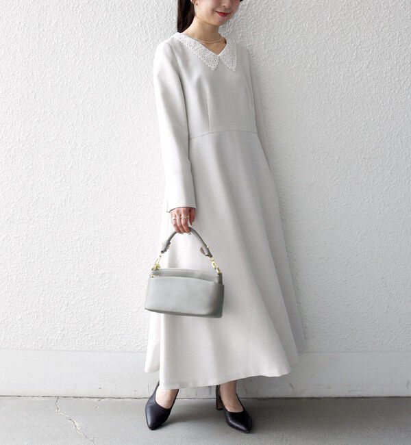 SHIPS any「《予約》SHIPS any:〈洗濯機可能〉レースカラー ロング スリーブ ワンピース［NAVY BLUE］」|ワンピース|