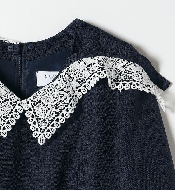 SHIPS any「《予約》SHIPS any:〈洗濯機可能〉レースカラー ロング スリーブ ワンピース［NAVY BLUE］」|ワンピース|