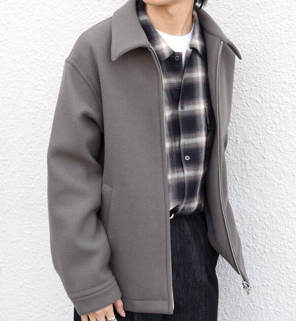SHIPS any「PURE WOOL MELTON リラックス ジップアップ ブルゾン◆」|ブルゾン・スタジャン|