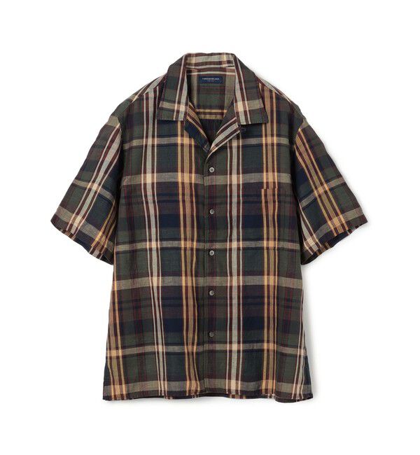 TOMORROWLAND MENS「コットンリネン ダブルポケット半袖オープンカラーシャツ ALBIATE」|シャツ・ブラウス|48 ダークブラウン系
