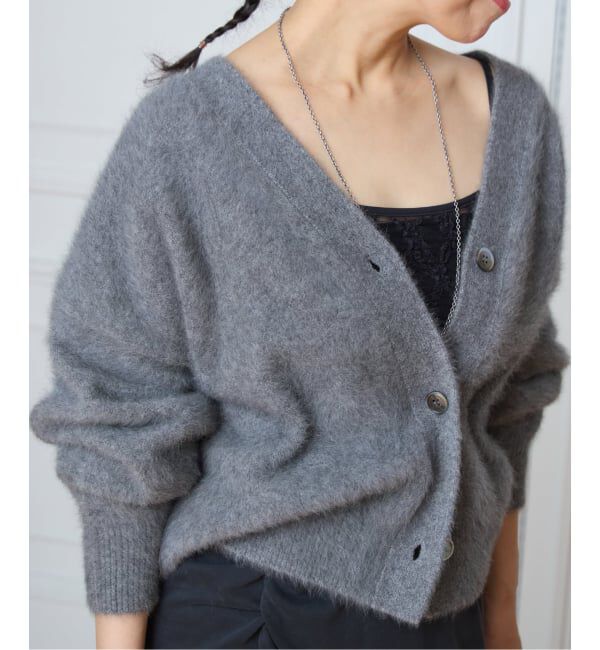 IENA LA BOUCLE「《予約》IENA LA BOUCLE フォックス カシミヤ Vカーディガン」|ニット・セーター|グレーA