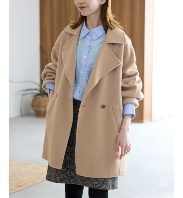 SLOBE IENA「《シリーズあり/追加予約》souple wool ダブルフェイスミドルコート」|ピーコート|