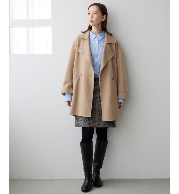 SLOBE IENA「《シリーズあり/追加予約》souple wool ダブルフェイスミドルコート」|ピーコート|