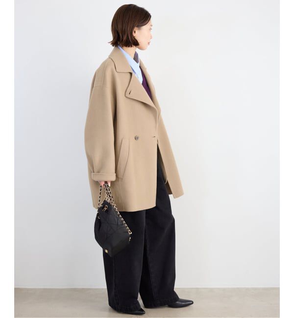 SLOBE IENA「《シリーズあり/追加予約》souple wool ダブルフェイスミドルコート」|ピーコート|