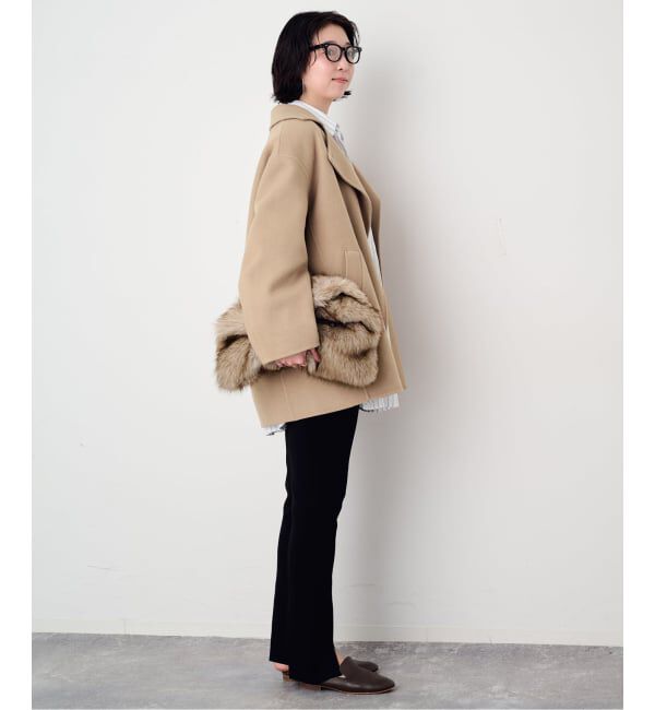 SLOBE IENA「《シリーズあり/追加予約》souple wool ダブルフェイスミドルコート」|ピーコート|