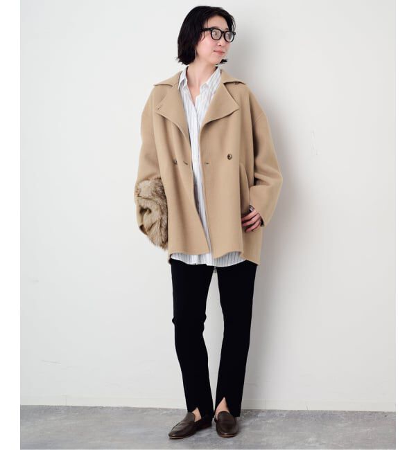 SLOBE IENA「《シリーズあり/追加予約》souple wool ダブルフェイスミドルコート」|ピーコート|