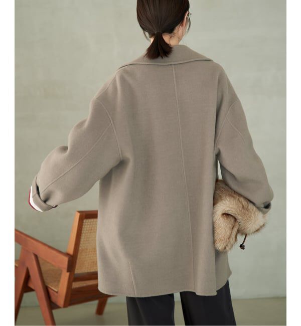 SLOBE IENA「《シリーズあり/追加予約》souple wool ダブルフェイスミドルコート」|ピーコート|