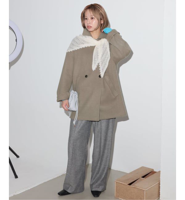 SLOBE IENA「《シリーズあり/追加予約》souple wool ダブルフェイスミドルコート」|ピーコート|