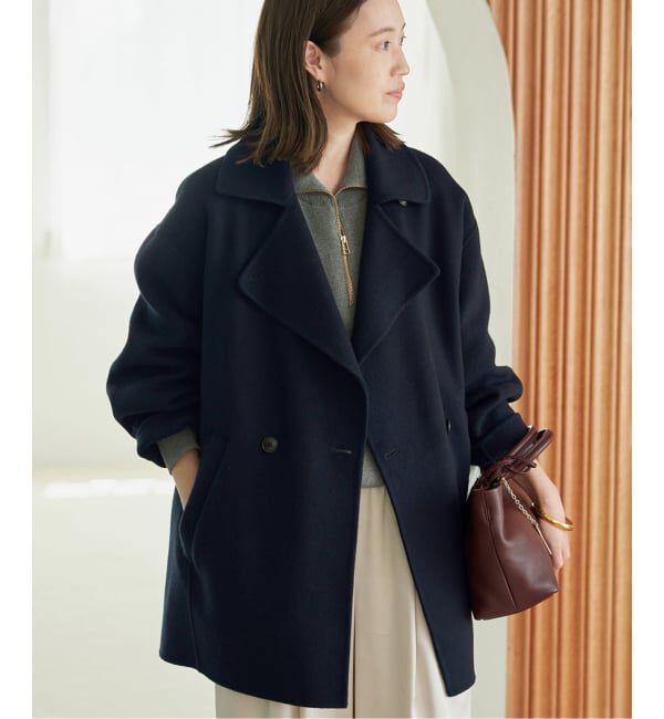 SLOBE IENA「《シリーズあり/追加予約》souple wool ダブルフェイスミドルコート」|ピーコート|