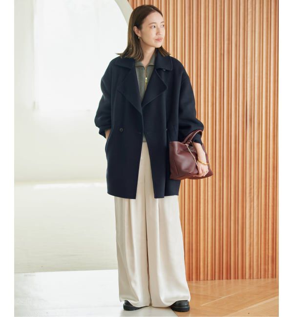 SLOBE IENA「《シリーズあり/追加予約》souple wool ダブルフェイスミドルコート」|ピーコート|