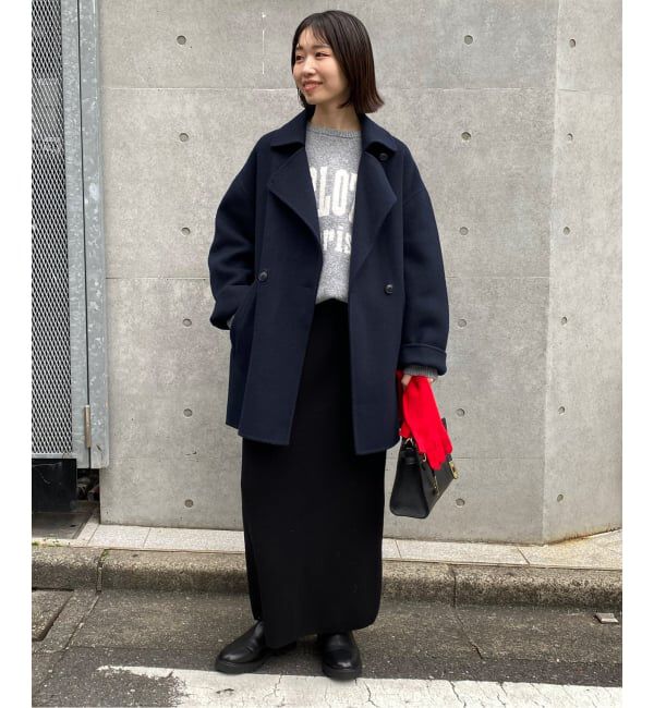 SLOBE IENA「《シリーズあり/追加予約》souple wool ダブルフェイスミドルコート」|ピーコート|