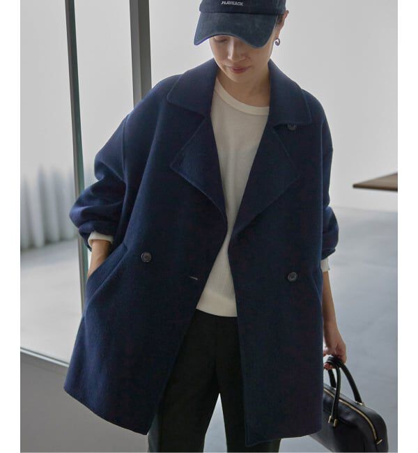 SLOBE IENA「《シリーズあり/追加予約》souple wool ダブルフェイスミドルコート」|ピーコート|