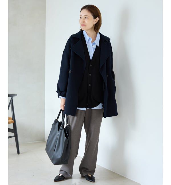SLOBE IENA「《シリーズあり/追加予約》souple wool ダブルフェイスミドルコート」|ピーコート|